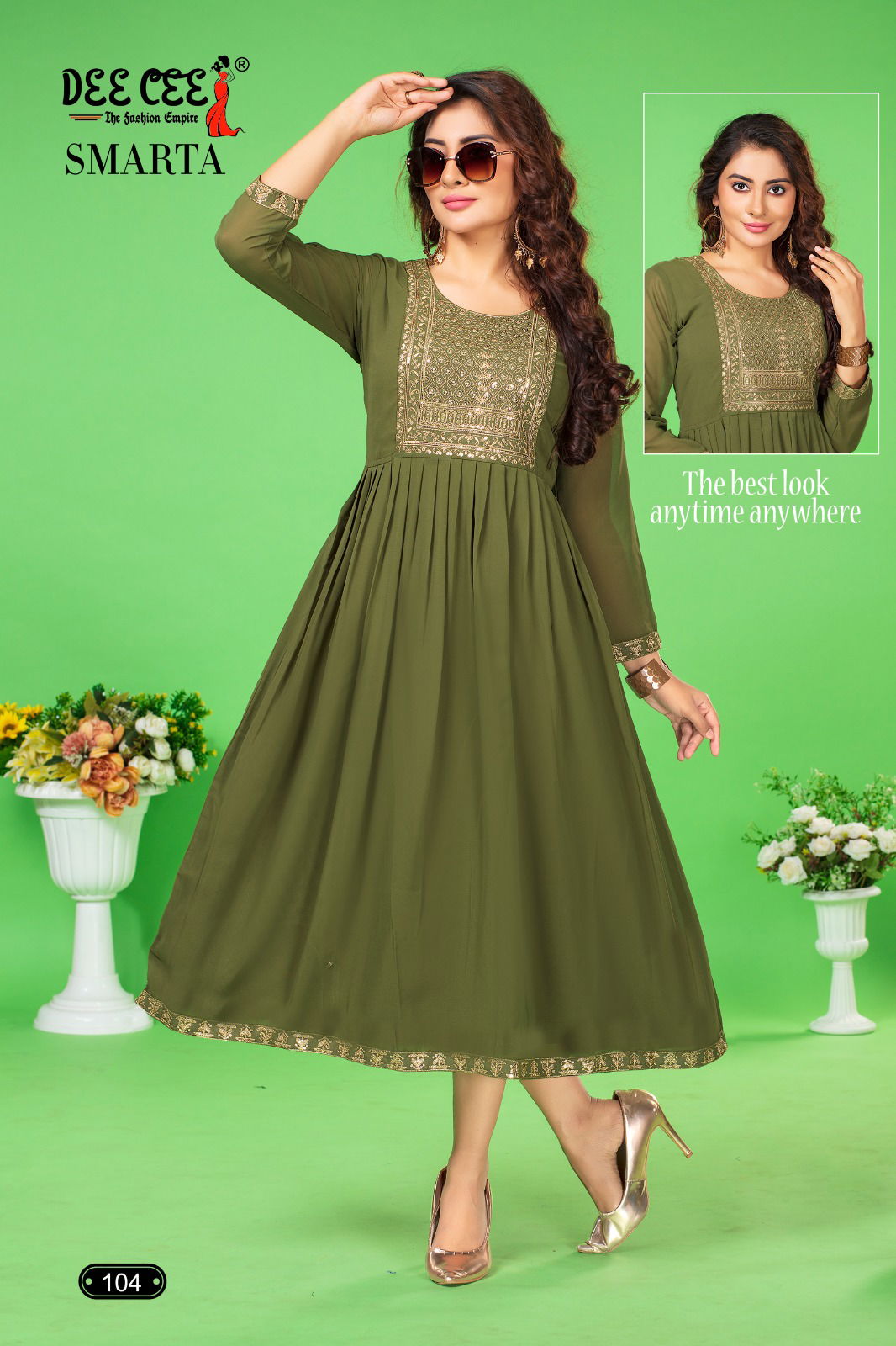 Smarta By Dee Cee Plain Georgette Embroidery Kurtis Wholesale Shop In Surat